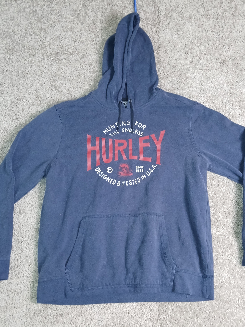 Hurley Navy Hoodie with Red Logo for Men-‎ XL